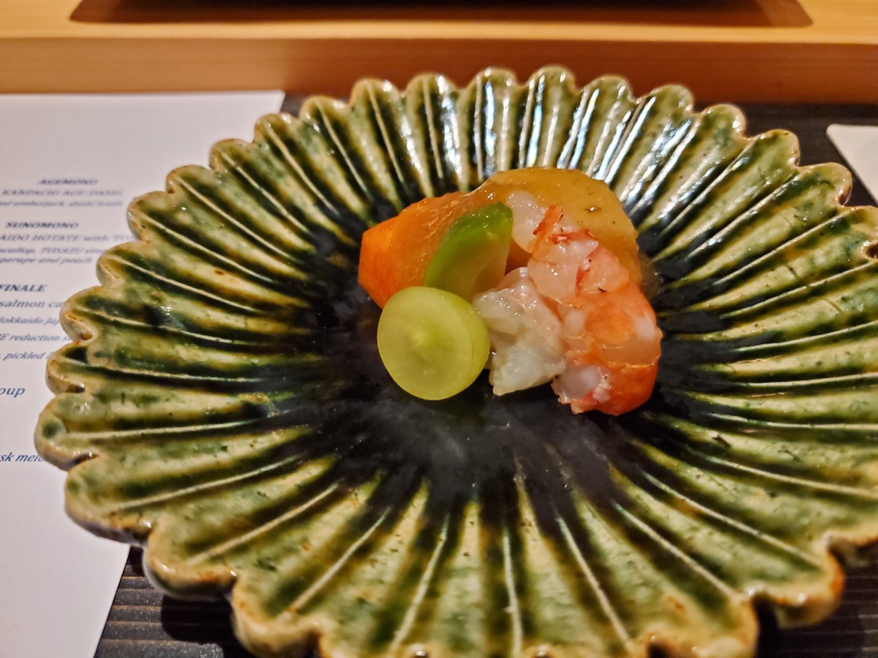 Sunomono dish at the Den at Azabu in Miami Beach