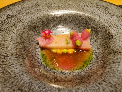 Hamachi Daikon Ginger, from the Spring 2024 Menu at Tambourine Room in Miami Beach