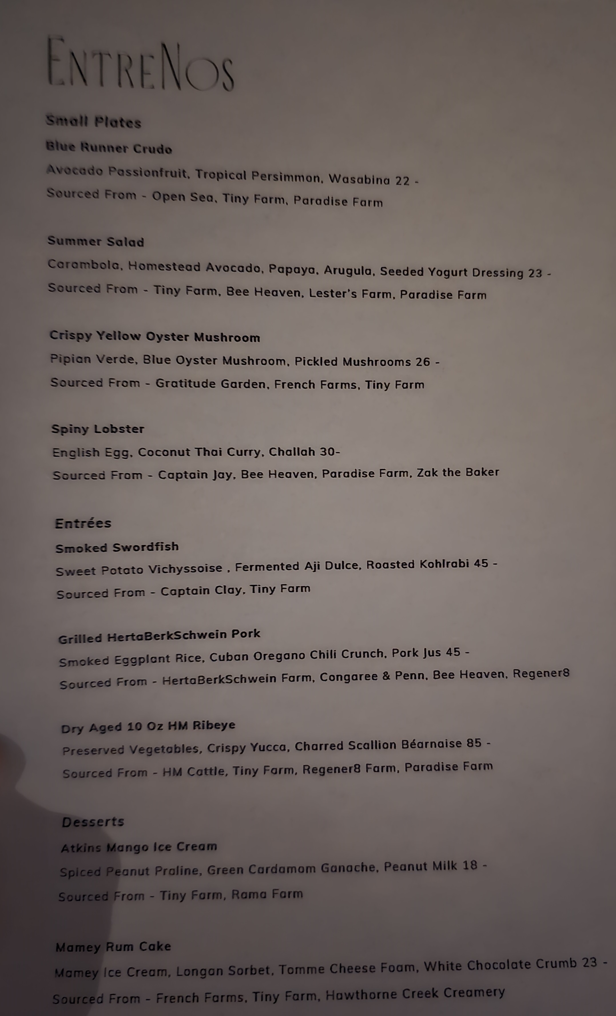 10/18/2024 menu at EntreNos