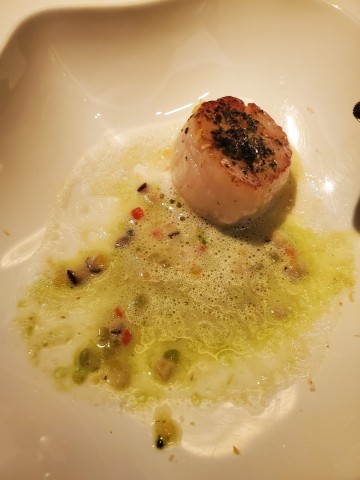 Brunoise diced vegetables in the emulsion gives the dish an extra bit of texture at Le'Jardinier in Miami Design District