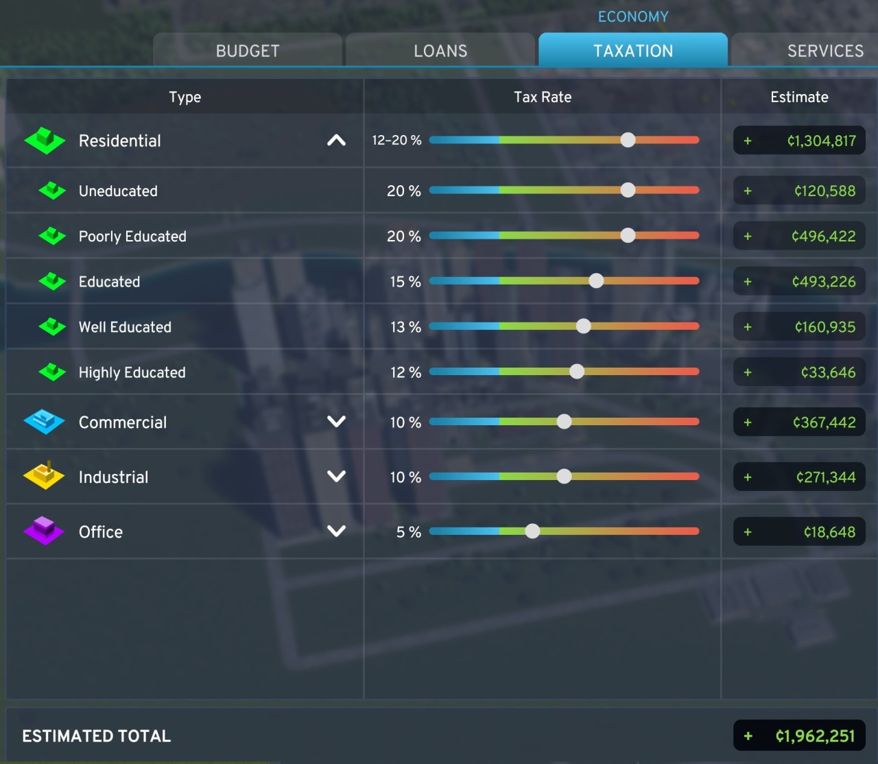 Tax breaks to encourage high density in Cities Skylines 2