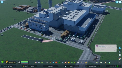 Cleared Incinerator path, note the pedestrian walkway and service road leading directly to it in Cities Skylines 2